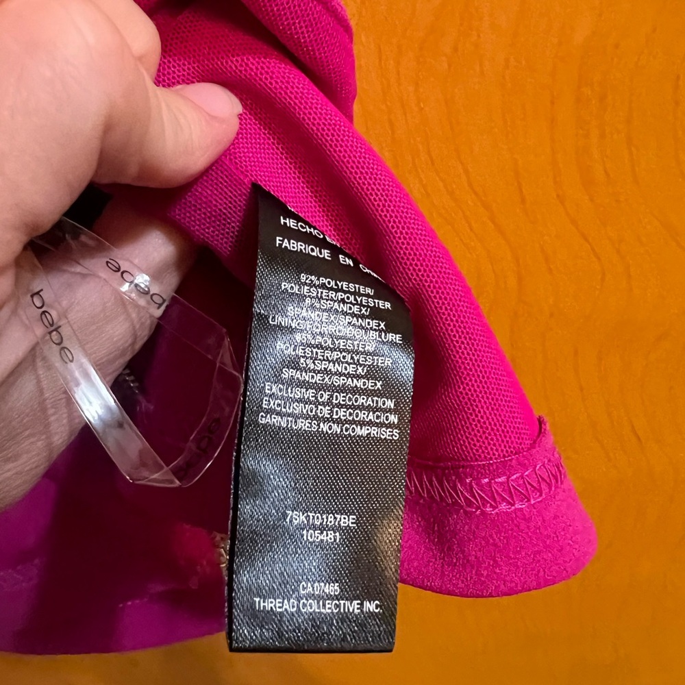 Bebe Sexy Cutout Hot Pink Orchid Fuchsia Top - Picture 4 of 7